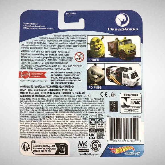 Hot Wheels Character Cars DreamWorks Kung Fu Panda & Shrek Lot of 2! - Picture 3 of 5